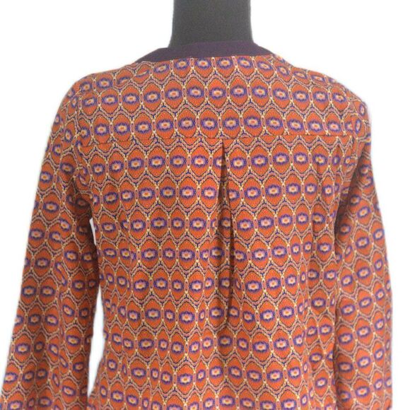 2/$12 Sabine Blouse Quarter Button Up Long Sleeve Printed Top Mauve Purple Sz XS - Picture 4 of 7